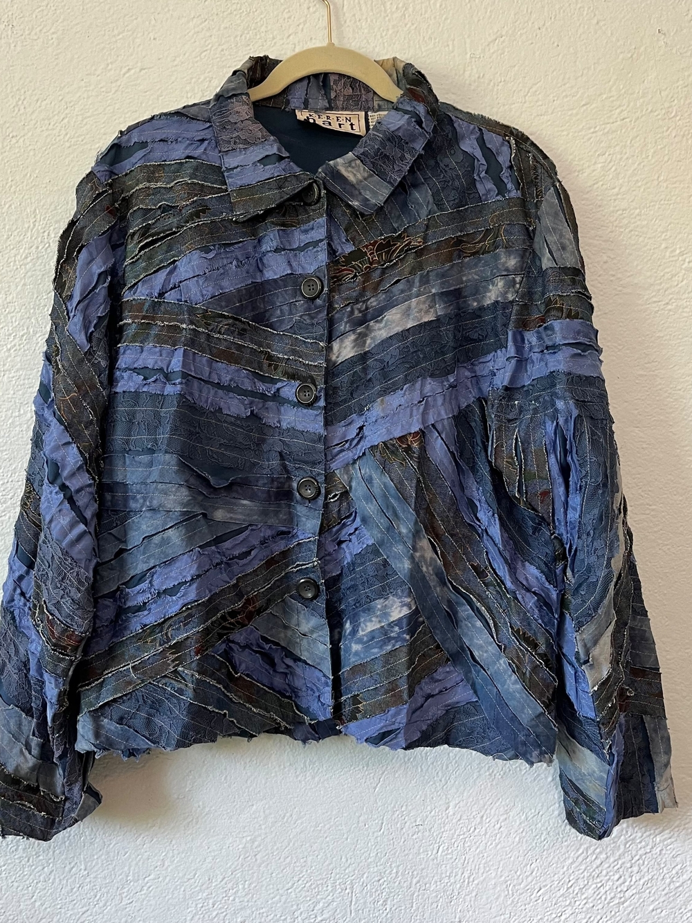 KEREN hart Women's Patchwork Blue Jean Jacket